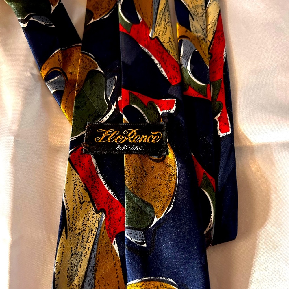 FloRence & K EUC 100% silk tie vintage  abstract art
